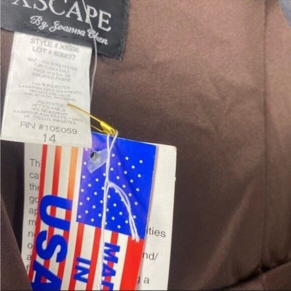 Xscape by Joanna Chen Brown Pleated Sleeveless Cocktail Formal Embellished 14 - Picture 11 of 12